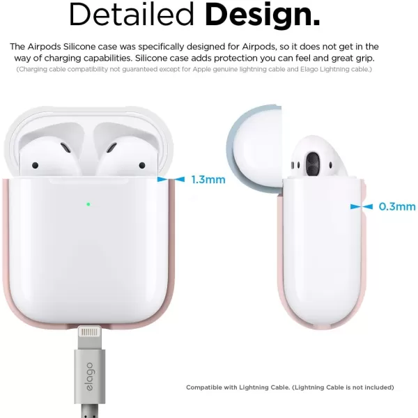 elago Duo Case Compatible with Apple AirPods 2 Wireless Charging Case Front LED Visible AntiSlip Coating Inside BodyJean IndigoTopPeach Medium GreyBodyPink  TopWhite Pastel Blue