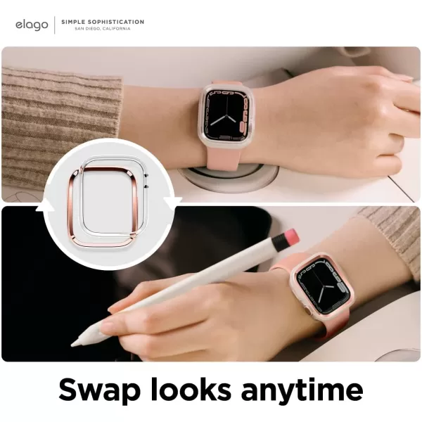 elago Duo Case Compatible with Apple Watch 987654SE Compatible with iWatch 41mm 40mm Full Protection Hard PC  TPU Material Full Access to Screen Two PCs Included Strap not IncludedTPU Clear  PC Rose Gold  Clear 4445mm