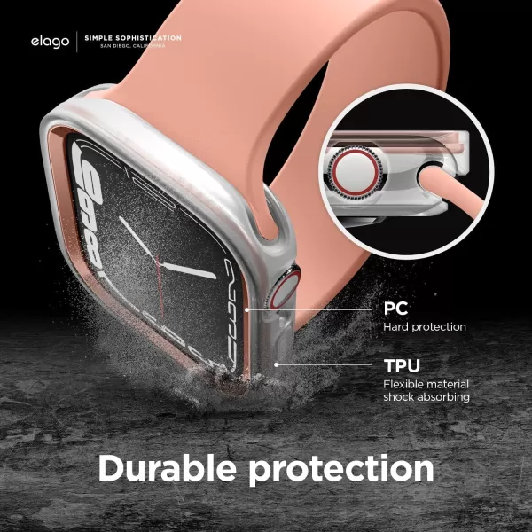 elago Duo Case Compatible with Apple Watch 987654SE Compatible with iWatch 41mm 40mm Full Protection Hard PC  TPU Material Full Access to Screen Two PCs Included Strap not IncludedTPU Clear  PC Rose Gold  Clear 4041mm