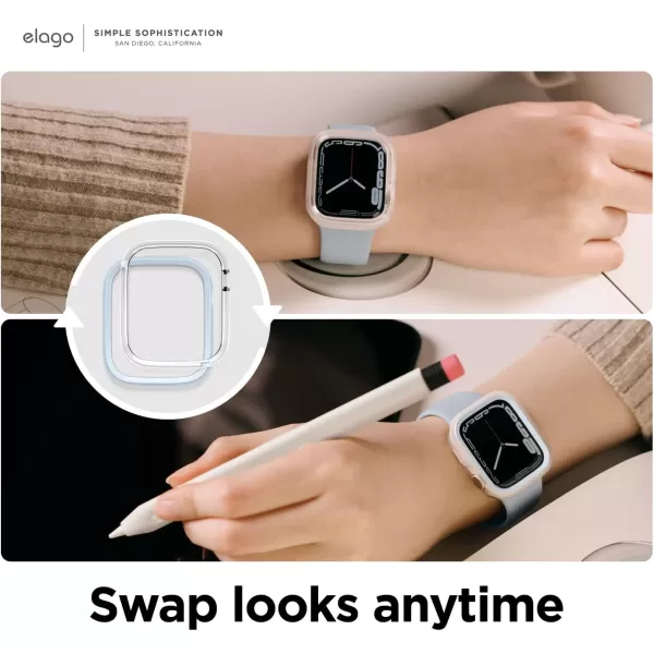 elago Duo Case Compatible with Apple Watch 987654SE Compatible with iWatch 41mm 40mm Full Protection Hard PC  TPU Material Full Access to Screen Two PCs Included Strap not IncludedTPU Clear  PC Light Blue  Clear 4041mm