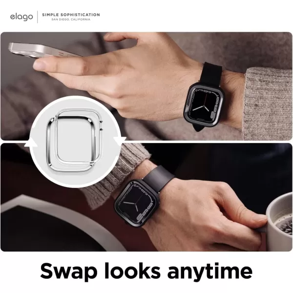 elago Duo Case Compatible with Apple Watch 987654SE Compatible with iWatch 41mm 40mm Full Protection Hard PC  TPU Material Full Access to Screen Two PCs Included Strap not IncludedTPU Black  PC Metalic Dark Grey  Clear 4445mm