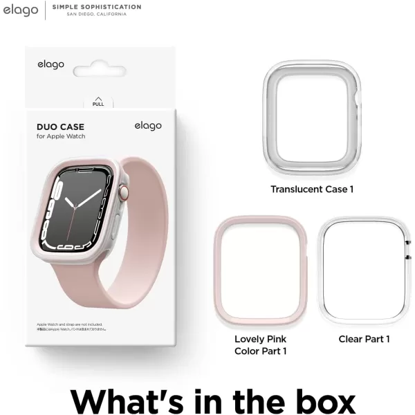 elago Duo Case Compatible with Apple Watch 987654SE Compatible with iWatch 41mm 40mm Full Protection Hard PC  TPU Material Full Access to Screen Two PCs Included Strap not IncludedTPU Clear  PC Lovely Pink  Clear 4041mm