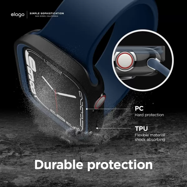 elago Duo Case Compatible with Apple Watch 987654SE Compatible with iWatch 41mm 40mm Full Protection Hard PC  TPU Material Full Access to Screen Two PCs Included Strap not IncludedTPU Black  PC Jean Indigo  Clear 4445mm