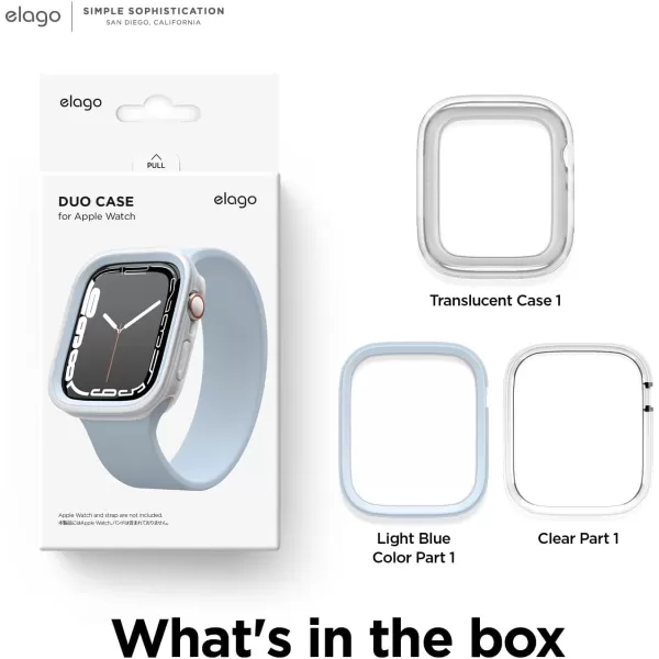 elago Duo Case Compatible with Apple Watch 987654SE Compatible with iWatch 41mm 40mm Full Protection Hard PC  TPU Material Full Access to Screen Two PCs Included Strap not IncludedTPU Clear  PC Light Blue  Clear 4445mm