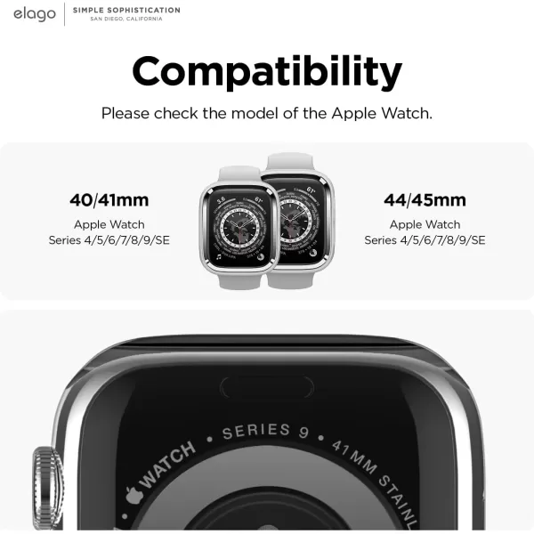 elago Duo Case Compatible with Apple Watch 987654SE Compatible with iWatch 41mm 40mm Full Protection Hard PC  TPU Material Full Access to Screen Two PCs Included Strap not IncludedTPU Transparent  PC Metalic Dark Grey  Clear 4041mm