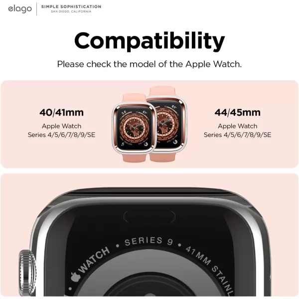 elago Duo Case Compatible with Apple Watch 987654SE Compatible with iWatch 41mm 40mm Full Protection Hard PC  TPU Material Full Access to Screen Two PCs Included Strap not IncludedTPU Clear  PC Rose Gold  Clear 4041mm