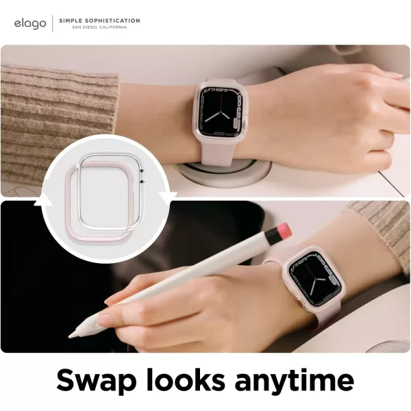 elago Duo Case Compatible with Apple Watch 987654SE Compatible with iWatch 41mm 40mm Full Protection Hard PC  TPU Material Full Access to Screen Two PCs Included Strap not IncludedTPU Clear  PC Lovely Pink  Clear 4445mm