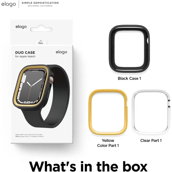 elago Duo Case Compatible with Apple Watch 987654SE Compatible with iWatch 41mm 40mm Full Protection Hard PC  TPU Material Full Access to Screen Two PCs Included Strap not IncludedTPU Black  PC Yellow  Clear 4041mm