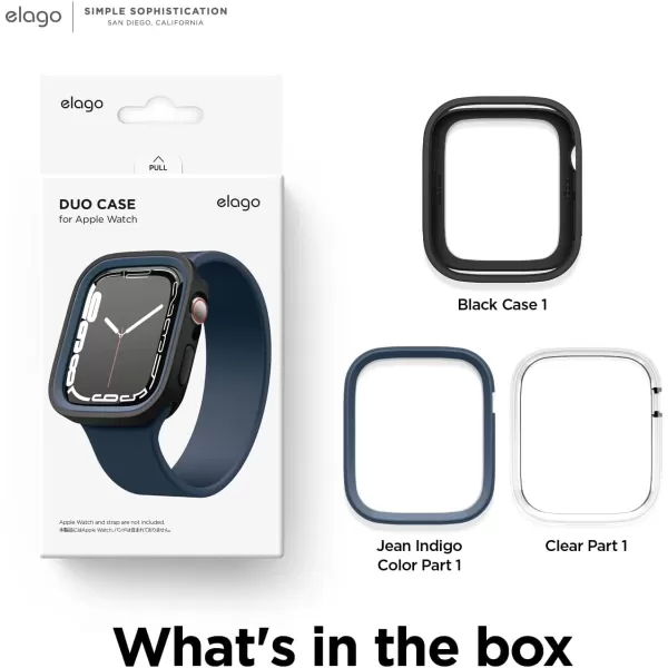 elago Duo Case Compatible with Apple Watch 987654SE Compatible with iWatch 41mm 40mm Full Protection Hard PC  TPU Material Full Access to Screen Two PCs Included Strap not IncludedTPU Black  PC Jean Indigo  Clear 4445mm