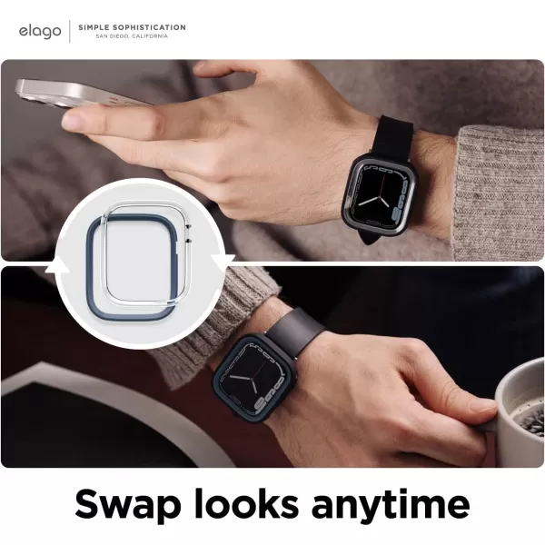 elago Duo Case Compatible with Apple Watch 987654SE Compatible with iWatch 41mm 40mm Full Protection Hard PC  TPU Material Full Access to Screen Two PCs Included Strap not IncludedTPU Black  PC Jean Indigo  Clear 4041mm