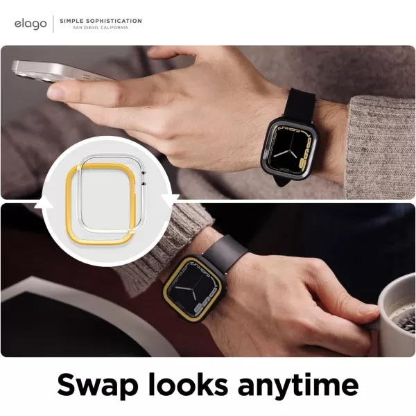 elago Duo Case Compatible with Apple Watch 987654SE Compatible with iWatch 41mm 40mm Full Protection Hard PC  TPU Material Full Access to Screen Two PCs Included Strap not IncludedTPU Black  PC Yellow  Clear 4041mm