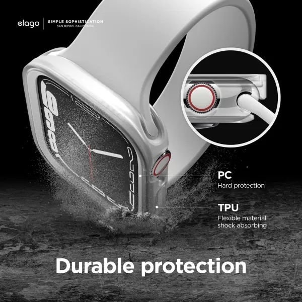 elago Duo Case Compatible with Apple Watch 987654SE Compatible with iWatch 41mm 40mm Full Protection Hard PC  TPU Material Full Access to Screen Two PCs Included Strap not IncludedTPU Clear  PC White  Clear 4445mm