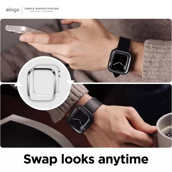 elago Duo Case Compatible with Apple Watch 987654SE Compatible with iWatch 41mm 40mm Full Protection Hard PC  TPU Material Full Access to Screen Two PCs Included Strap not IncludedTPU Black  PC Metalic Dark Grey  Clear 4041mm