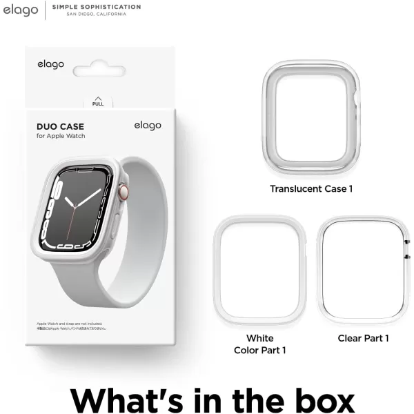 elago Duo Case Compatible with Apple Watch 987654SE Compatible with iWatch 41mm 40mm Full Protection Hard PC  TPU Material Full Access to Screen Two PCs Included Strap not IncludedTPU Clear  PC White  Clear 4445mm