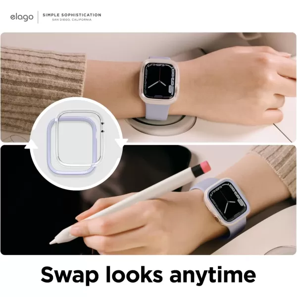 elago Duo Case Compatible with Apple Watch 987654SE Compatible with iWatch 41mm 40mm Full Protection Hard PC  TPU Material Full Access to Screen Two PCs Included Strap not IncludedTPU Clear  PC Purple  Clear 4041mm