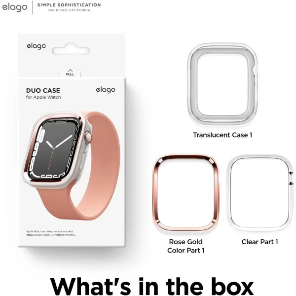 elago Duo Case Compatible with Apple Watch 987654SE Compatible with iWatch 41mm 40mm Full Protection Hard PC  TPU Material Full Access to Screen Two PCs Included Strap not IncludedTPU Clear  PC Rose Gold  Clear 4041mm