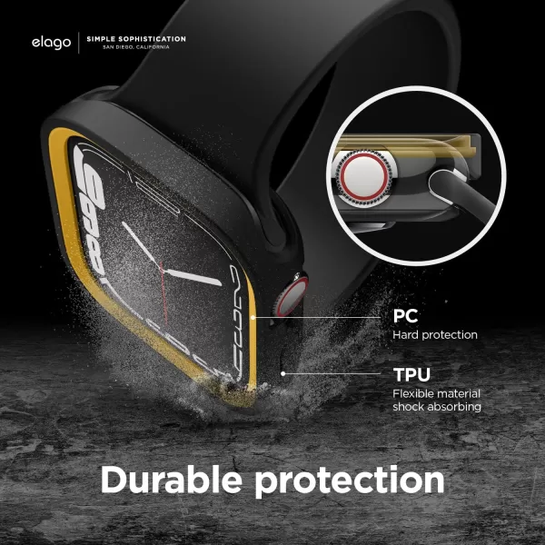 elago Duo Case Compatible with Apple Watch 987654SE Compatible with iWatch 41mm 40mm Full Protection Hard PC  TPU Material Full Access to Screen Two PCs Included Strap not IncludedTPU Black  PC Yellow  Clear 4445mm