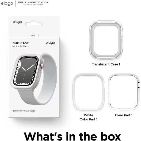 elago Duo Case Compatible with Apple Watch 987654SE Compatible with iWatch 41mm 40mm Full Protection Hard PC  TPU Material Full Access to Screen Two PCs Included Strap not IncludedTPU Clear  PC White  Clear 4041mm