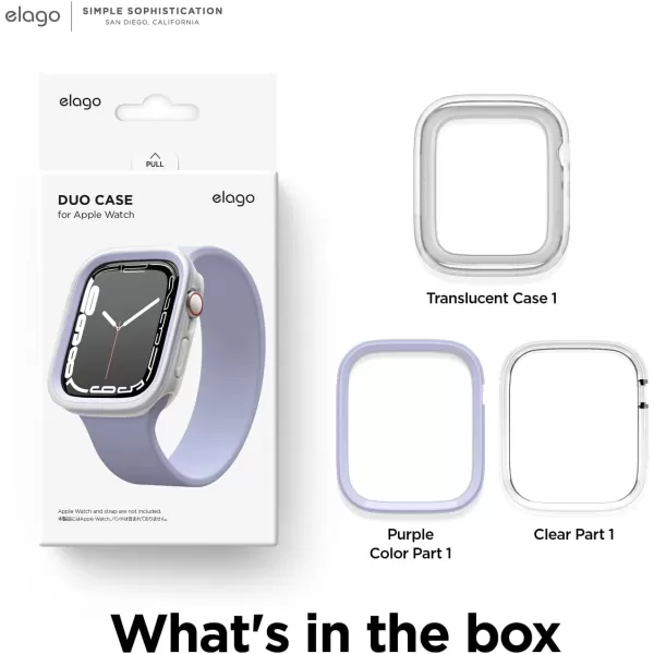 elago Duo Case Compatible with Apple Watch 987654SE Compatible with iWatch 41mm 40mm Full Protection Hard PC  TPU Material Full Access to Screen Two PCs Included Strap not IncludedTPU Clear  PC Purple  Clear 4041mm