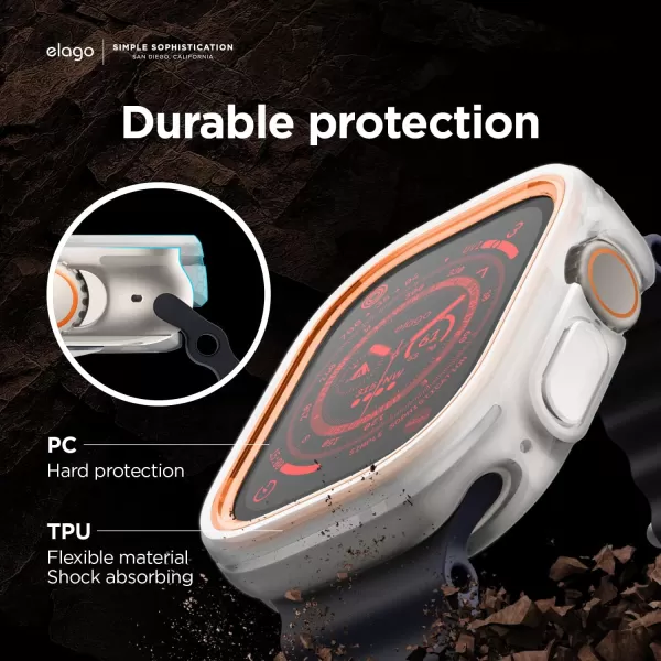 elago Duo Case Compatible with Apple Watch Ultra 2 Apple Watch Ultra Case Full Protection Hard PC  TPU Material Full Access to Screen Two PCs Included Strap not IncludedTPU Transparent  PC Orange Black