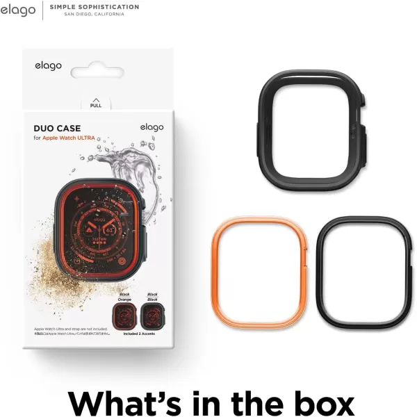 elago Duo Case Compatible with Apple Watch Ultra 2 Apple Watch Ultra Case Full Protection Hard PC  TPU Material Full Access to Screen Two PCs Included Strap not IncludedTPU Black  PC Orange Black