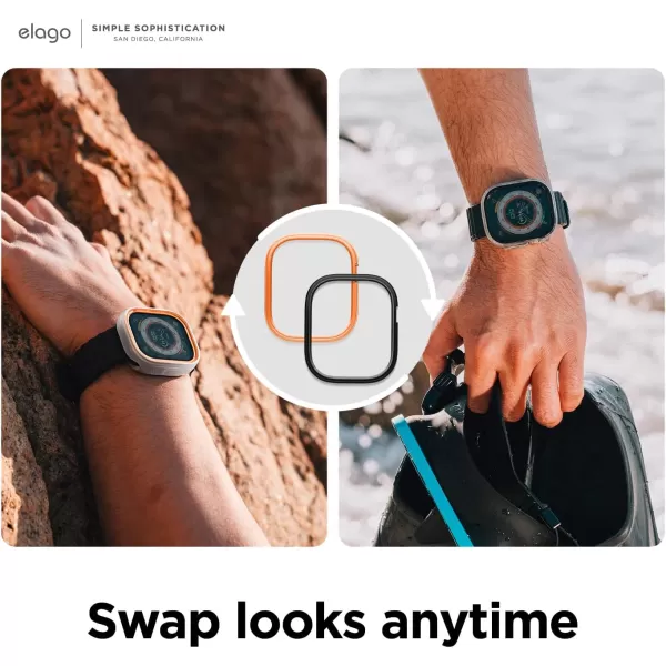 elago Duo Case Compatible with Apple Watch Ultra 2 Apple Watch Ultra Case Full Protection Hard PC  TPU Material Full Access to Screen Two PCs Included Strap not IncludedTPU Transparent  PC Orange Black