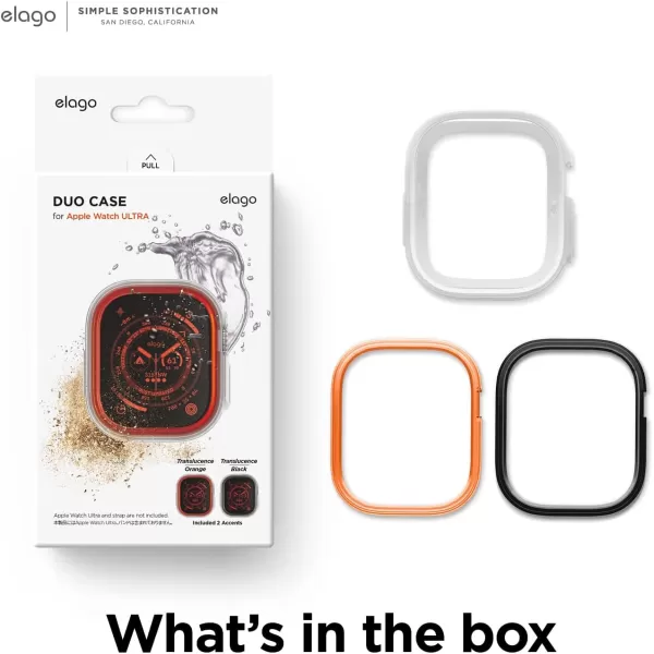 elago Duo Case Compatible with Apple Watch Ultra 2 Apple Watch Ultra Case Full Protection Hard PC  TPU Material Full Access to Screen Two PCs Included Strap not IncludedTPU Transparent  PC Orange Black