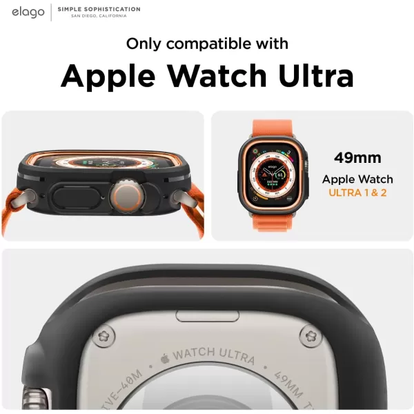 elago Duo Case Compatible with Apple Watch Ultra 2 Apple Watch Ultra Case Full Protection Hard PC  TPU Material Full Access to Screen Two PCs Included Strap not IncludedTPU Black  PC Orange Black