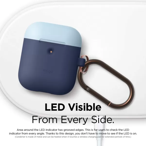elago Duo Hang Case Compatible with AirPods 2 BodyLavenderTop Pastel Blue Pink  Two Color Caps Front LED Visible Compatible with 2nd Generation Wireless Charging Case Patent RegisteredBodyJean Indigo  TopPastel Blue Italian Rose