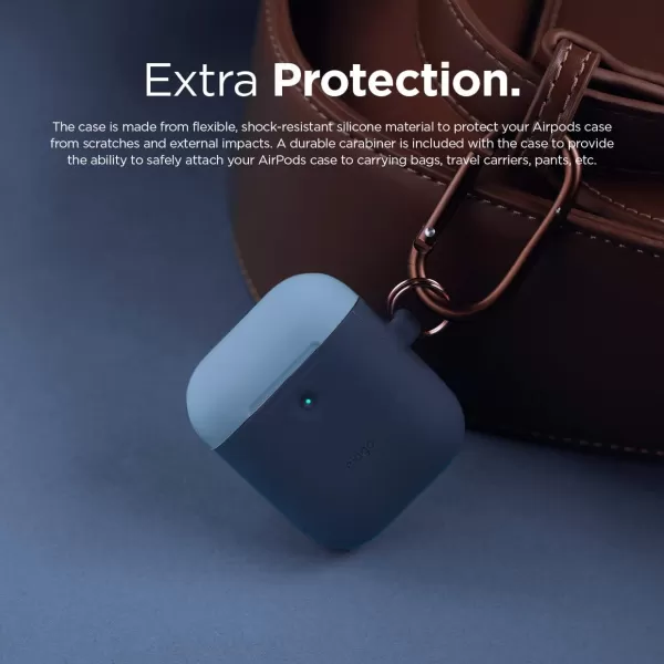 elago Duo Hang Case Compatible with AirPods 2 BodyLavenderTop Pastel Blue Pink  Two Color Caps Front LED Visible Compatible with 2nd Generation Wireless Charging Case Patent RegisteredBodyJean Indigo  TopPastel Blue Italian Rose
