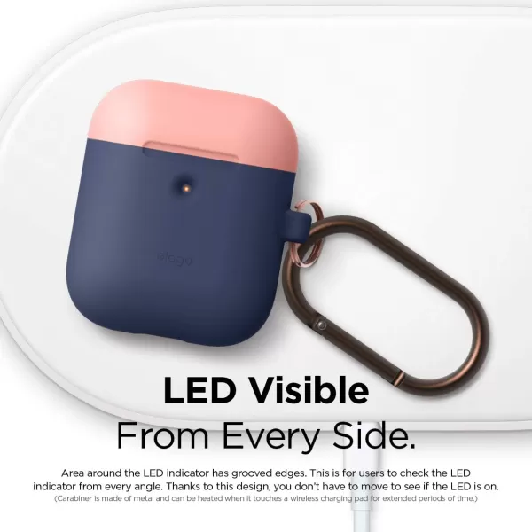 elago Duo Hang Case Compatible with AirPods 2 BodyLavenderTop Pastel Blue Pink  Two Color Caps Front LED Visible Compatible with 2nd Generation Wireless Charging Case Patent RegisteredBodyJean indigo  TopPeach Grey