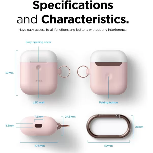 elago Duo Hang Case Compatible with AirPods 2 BodyLavenderTop Pastel Blue Pink  Two Color Caps Front LED Visible Compatible with 2nd Generation Wireless Charging Case Patent RegisteredBodyPink  TopWhite Pastel Blue