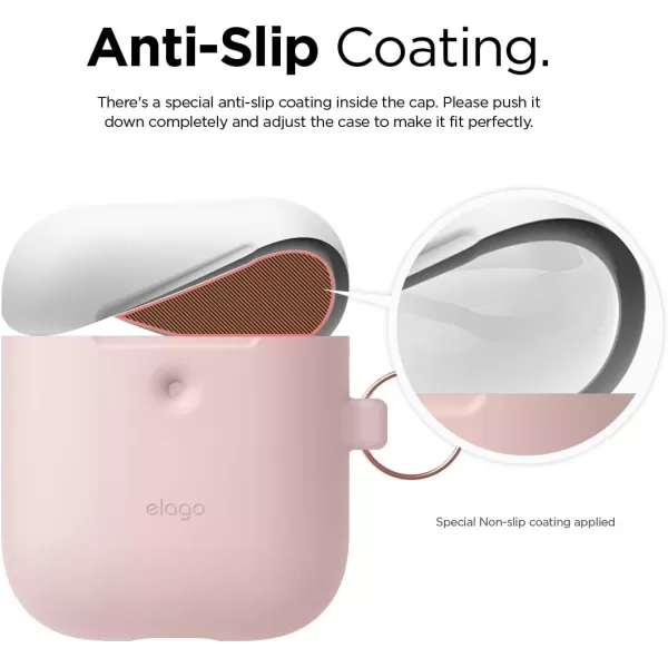 elago Duo Hang Case Compatible with AirPods 2 BodyLavenderTop Pastel Blue Pink  Two Color Caps Front LED Visible Compatible with 2nd Generation Wireless Charging Case Patent RegisteredBodyPink  TopWhite Pastel Blue