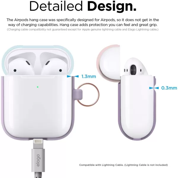 elago Duo Hang Case Compatible with AirPods 2 BodyLavenderTop Pastel Blue Pink  Two Color Caps Front LED Visible Compatible with 2nd Generation Wireless Charging Case Patent RegisteredBodyLavender  Top Pastel Blue Pink