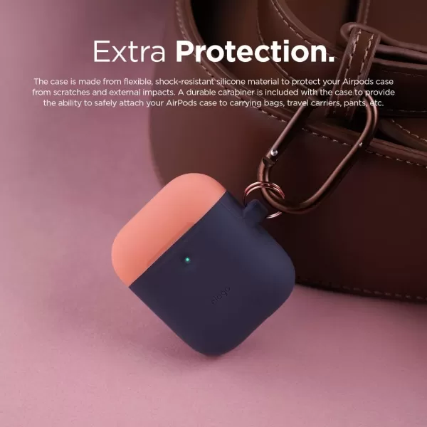 elago Duo Hang Case Compatible with AirPods 2 BodyLavenderTop Pastel Blue Pink  Two Color Caps Front LED Visible Compatible with 2nd Generation Wireless Charging Case Patent RegisteredBodyJean indigo  TopPeach Grey