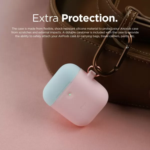 elago Duo Hang Case Compatible with AirPods 2 BodyLavenderTop Pastel Blue Pink  Two Color Caps Front LED Visible Compatible with 2nd Generation Wireless Charging Case Patent RegisteredBodyPink  TopWhite Pastel Blue