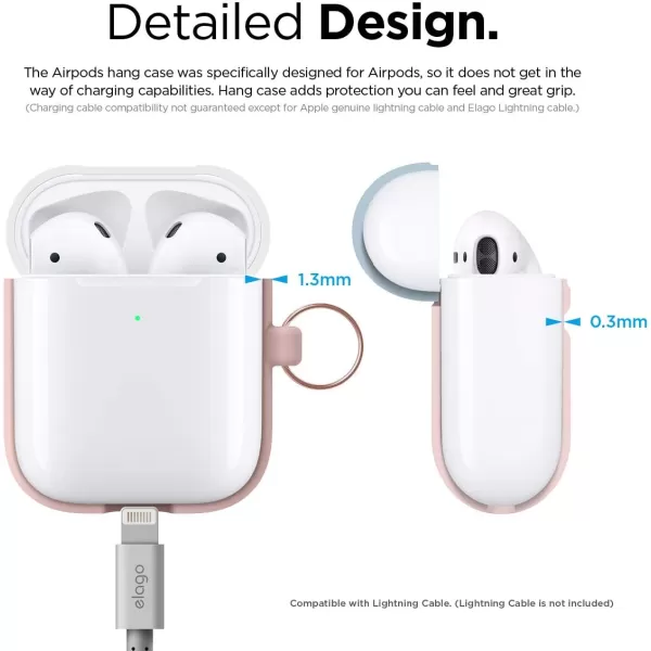 elago Duo Hang Case Compatible with AirPods 2 BodyLavenderTop Pastel Blue Pink  Two Color Caps Front LED Visible Compatible with 2nd Generation Wireless Charging Case Patent RegisteredBodyPink  TopWhite Pastel Blue