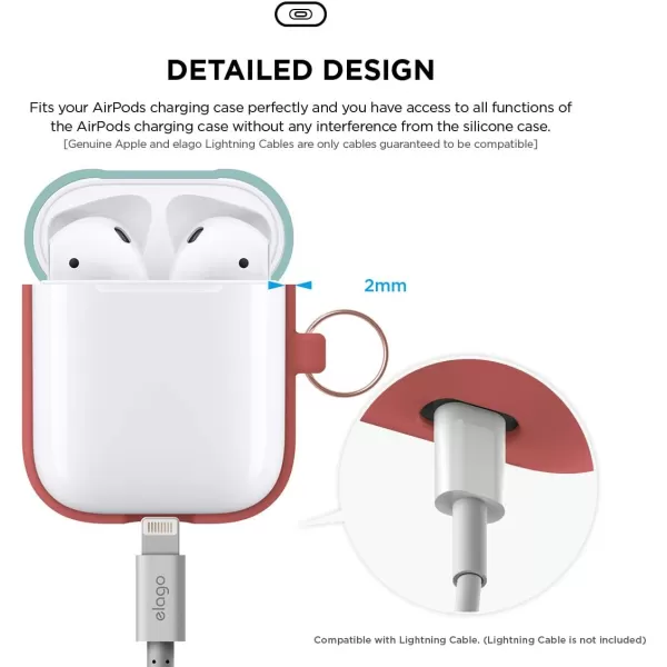 elago Duo Hang Case Compatible with Apple AirPods Case 1 amp 2 Carabiner Included Supports Wireless Charging 2 Color Caps  1Body Pastel Blue Lovely Pink  LavenderBODYItalian Rose  TOPCoral Blue Creamy Yellow