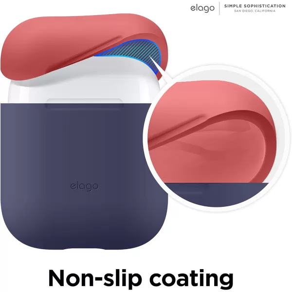 elago Duo Hang Case Compatible with Apple AirPods Case 1 amp 2 Carabiner Included Supports Wireless Charging 2 Color Caps  1Body Pastel Blue Lovely Pink  LavenderBODYJean Indigo  TOPPastel Blue Italian Rose