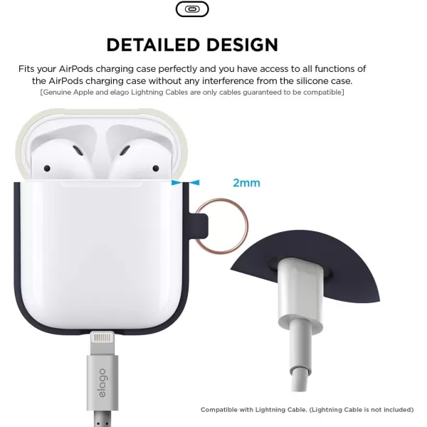 elago Duo Hang Case Compatible with Apple AirPods Case 1 amp 2 Carabiner Included Supports Wireless Charging 2 Color Caps  1Body Pastel Blue Lovely Pink  LavenderBODYJean Indigo  TOPClassic White Creamy Yellow