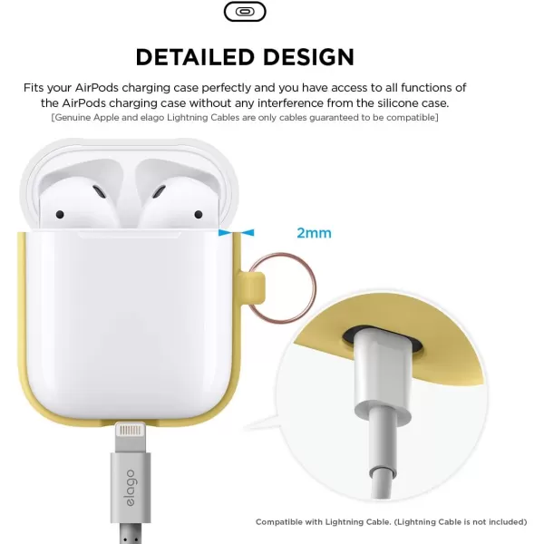 elago Duo Hang Case Compatible with Apple AirPods Case 1 amp 2 Carabiner Included Supports Wireless Charging 2 Color Caps  1Body Pastel Blue Lovely Pink  LavenderBODYCreamy Yellow  TOPWhite Pastel Blue