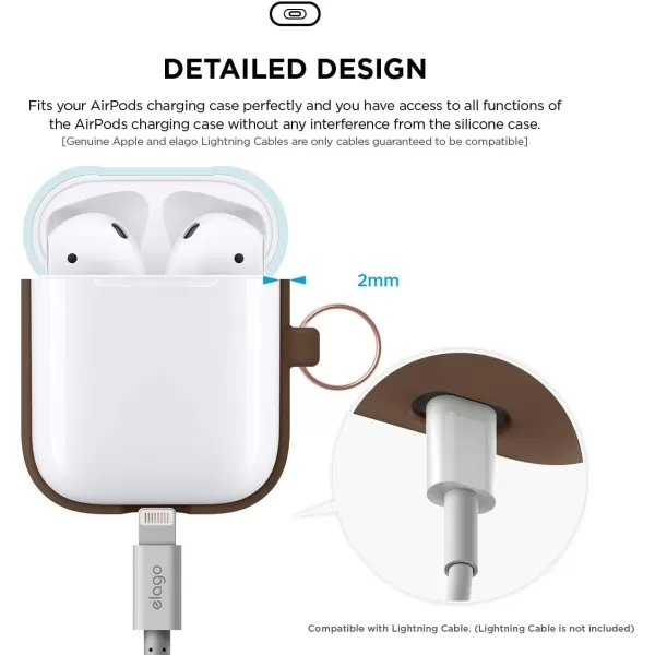 elago Duo Hang Case Compatible with Apple AirPods Case 1 amp 2 Carabiner Included Supports Wireless Charging 2 Color Caps  1Body Pastel Blue Lovely Pink  LavenderBODYDark Brown  TOPCreamy Yellow Pastel Blue