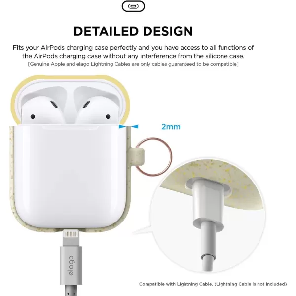 elago Duo Hang Case Compatible with Apple AirPods Case 1 amp 2 Carabiner Included Supports Wireless Charging 2 Color Caps  1Body Pastel Blue Lovely Pink  LavenderBODYNightglow Gold Pearl  TOPCreamy Yellow Italian Rose