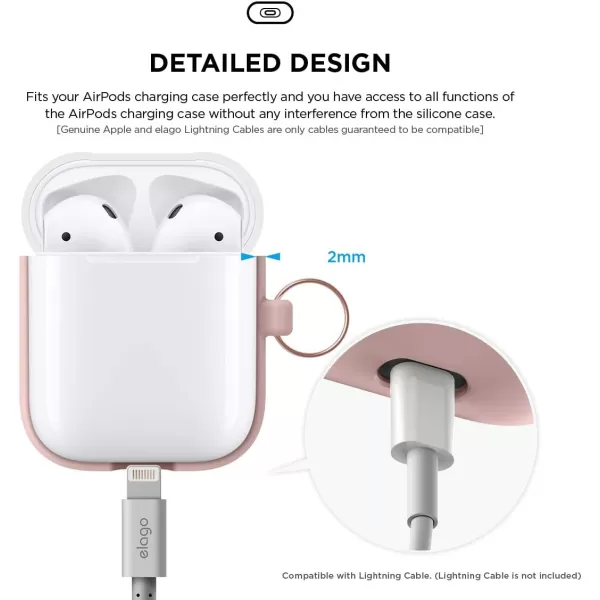 elago Duo Hang Case Compatible with Apple AirPods Case 1 amp 2 Carabiner Included Supports Wireless Charging 2 Color Caps  1Body Pastel Blue Lovely Pink  LavenderBODYLovely Pink  TOP White Pastel Blue