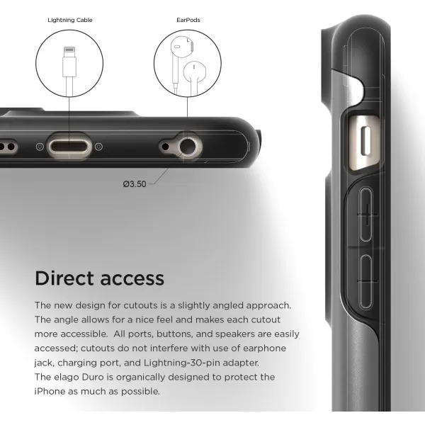 elago DuroBlackMetallic Dark Grey  Premium ArmorHeavy Shock AbsorptionDual Layers  for iPhone 66S Pluselago DuroBlackMetallic Dark Grey  Premium ArmorHeavy Shock AbsorptionDual Layers  for iPhone 66S Plus