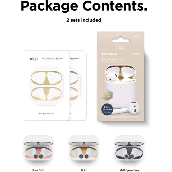 elago Dust Guard Compatible with AirPods 2 Rose Gold 1 Set DustProof Metal Cover Luxurious Finish Must Watch Installation Video  Wireless Charging Case US Patent RegisteredGold