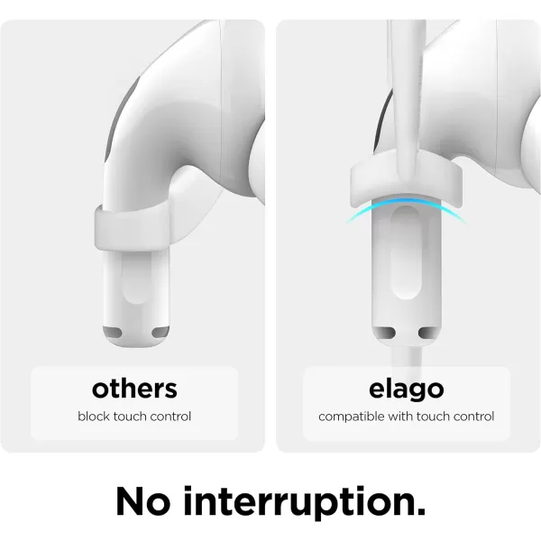 elago Ear Hooks Designed for AirPods Pro 2 AirPods Pro Designed for AirPods 3 amp 2 amp 1 Earbuds Accessories AntiSlip Ergonomic Design Comfortable Fit White US Patent RegisteredBlack