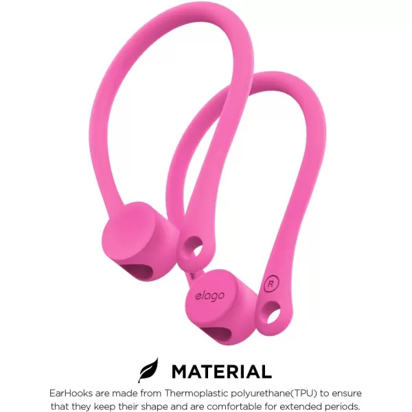 elago Ear Hooks Designed for AirPods Pro AirPods 3 and AirPods 1 2 AntiSlip Earbud Accessories Comfortable Fit Ergonomic Design Durable TPU Construction Perfect for Exercising WhiteHot Pink