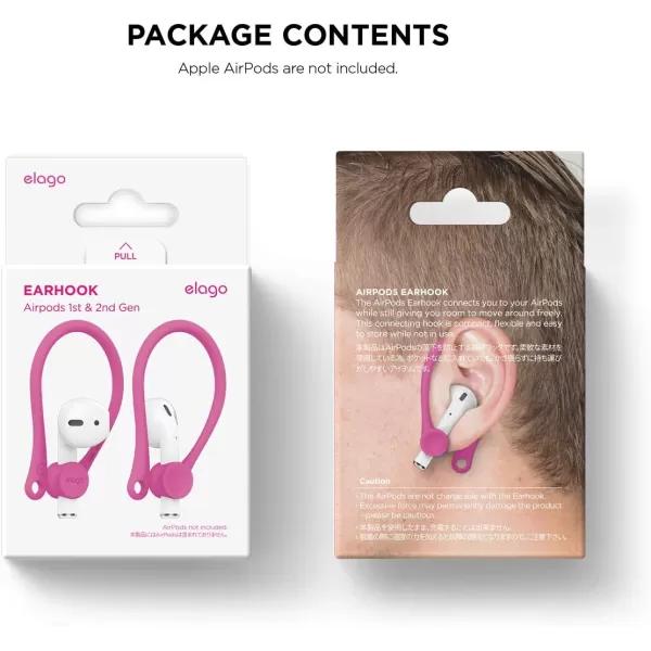 elago Ear Hooks Designed for AirPods Pro AirPods 3 and AirPods 1 2 AntiSlip Earbud Accessories Comfortable Fit Ergonomic Design Durable TPU Construction Perfect for Exercising WhiteHot Pink