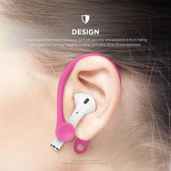 elago Ear Hooks Designed for AirPods Pro AirPods 3 and AirPods 1 2 AntiSlip Earbud Accessories Comfortable Fit Ergonomic Design Durable TPU Construction Perfect for Exercising WhiteHot Pink